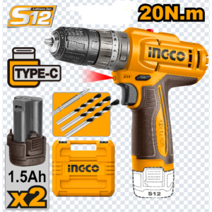 008418 FURADEIRA/PARAFUSADEIRA INGCO 12V IMPACTO C/2 BAT CIDL112206