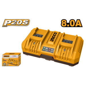 008394 CARREGADOR BATERIA P/2 BATERIAS INGCO 20V RAPIDO (4AH + 4AH ) BIVOLT FCLI2082-9