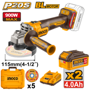 008171 ESMERILHADEIRA INGCO 4.1/2'' 900W BATERIA 20V C/2 BAT 4AH CAGLI261522-9