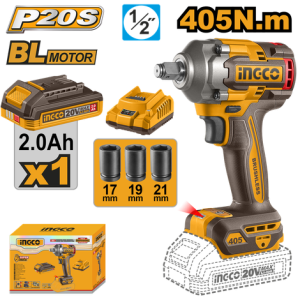 008174 CHAVE IMPACTO INGCO 405NM ENC 1/2'' BATERIA 20V C/1 BAT 2AH CIWLI20455-9