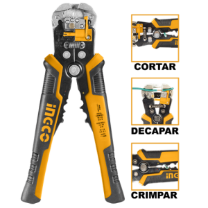 008401 ALICATE AUTOMATICO 3 EM 1 ELETRICISTA INGCO 8.1/4POL - CORTAR, DECAPAR E CRIMPAR HWSP102418