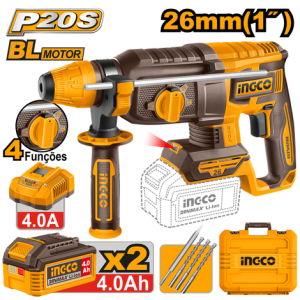 008427 MARTELETE INGCO 2.5J SDS PLUS A BATERIA 20V COM 2 BAT 4AH CRHLI262085-9