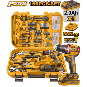 008428 KIT 166 PCS INGCO PARAF/FURADEIRA INGCO 66 NM IMPACTO 1/2POL A BAT 20V HKTHP41662-9