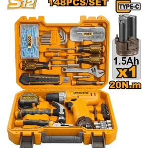 008560 HKTHP41482 KIT MALETA 148 PCS INGCO C/ PARAFUSADEIRA/FURADEIRA 20 NM 3/8POL A BAT 12V C/1 BAT 1.5AH