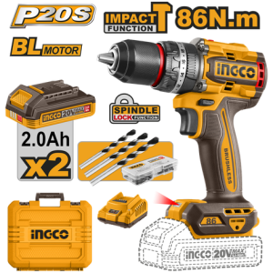 008558 PARAF/FURADEIRA INGCO 86 NM IMPACTO 1/2POL A BATERIA 20VC 2 BAT 2AH CIDLI208687-9